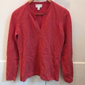CHARTER CLUB 2-ply 100% cashmere coral pink pullover sweater size small